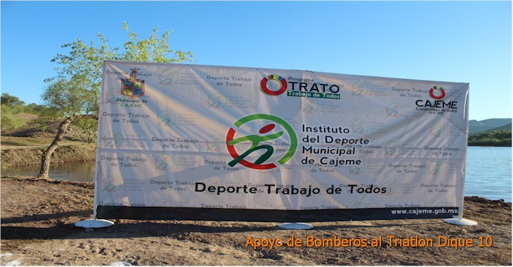 Triatlón Dique 10: manta alusiva al evento